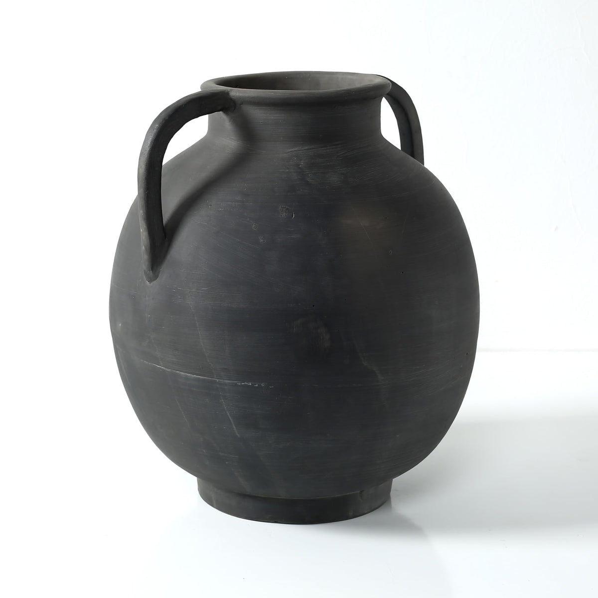 Approx.14 Earthy Gray Pottery Vase with Two Decorative Handles