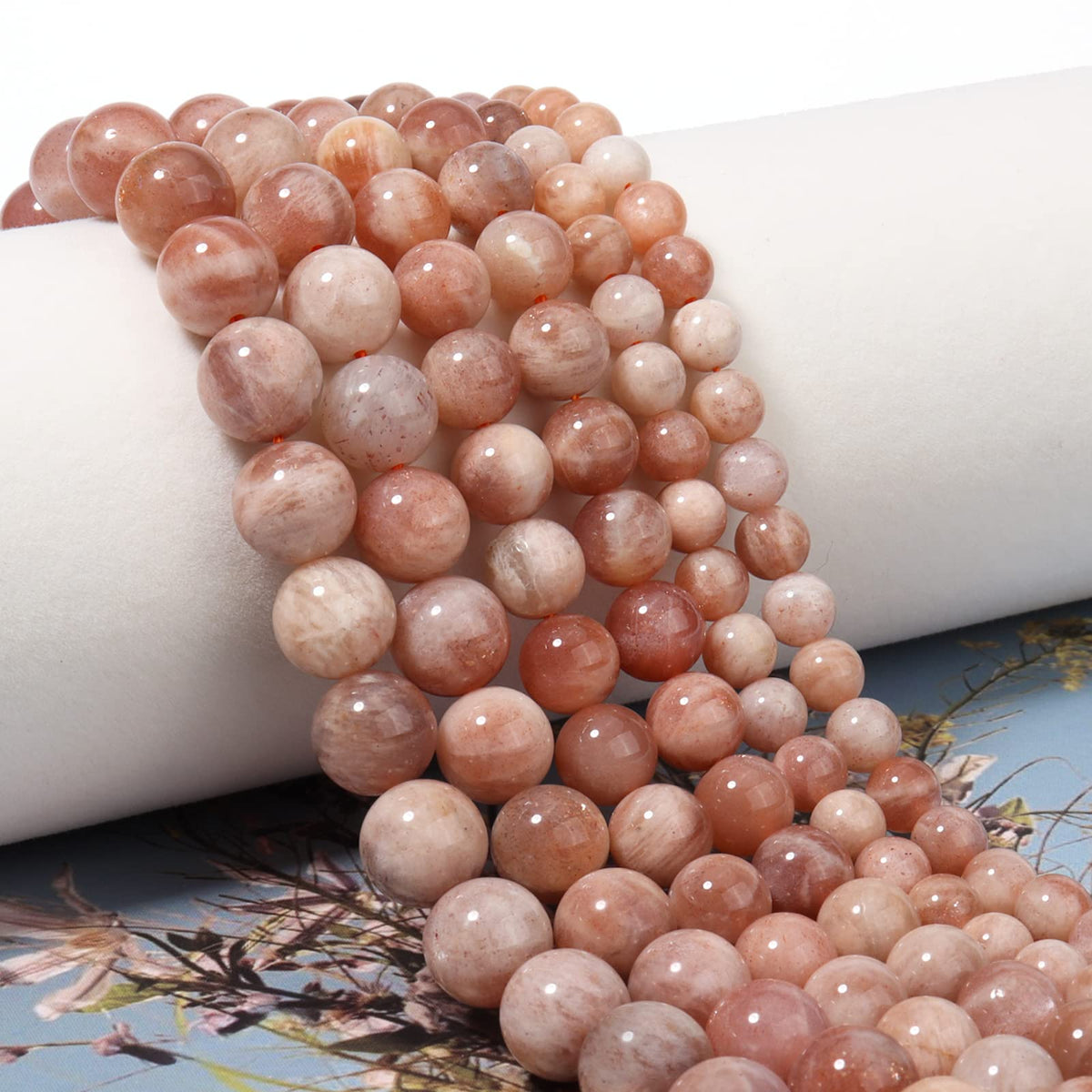 60pcs 6mm Natural Sunstone Beads Gemstone Beads Energy Healing Crystal Round Loose Stone Beads for Jewelry Making, DIY Bracelets Necklaces