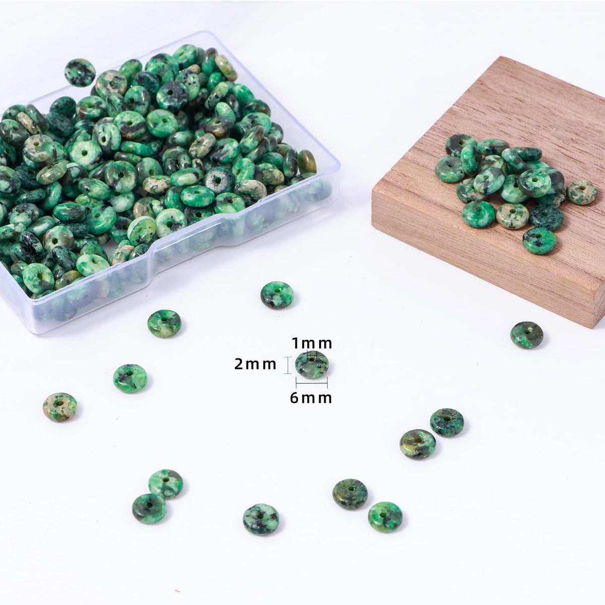 Natural African Turquoise Disk Stone Spacer Beads 6x2mm 38cm/str Flat Rondelle Loose Semi Gemstone Caps for Making Bracelets Necklace