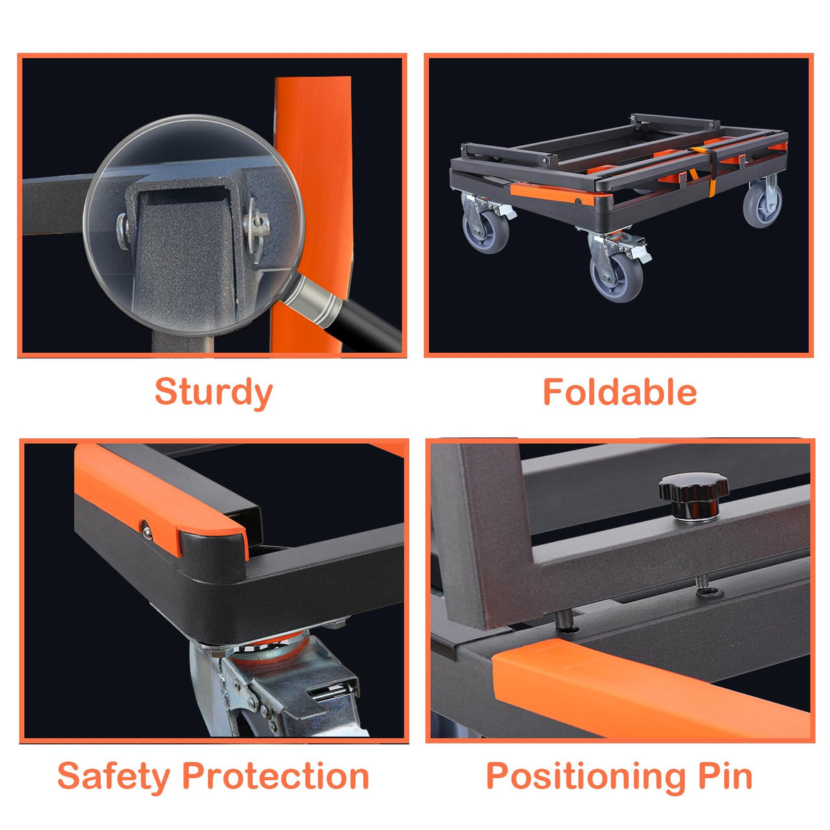 Folding Drywall Cart Heavy Duty,Panel Cart Load 2200 lbs Capacity,Drywall Dolly with Rubber Swivel Casters,Panel Dolly Handling Plywood Sheetrock Glass and Windows Service