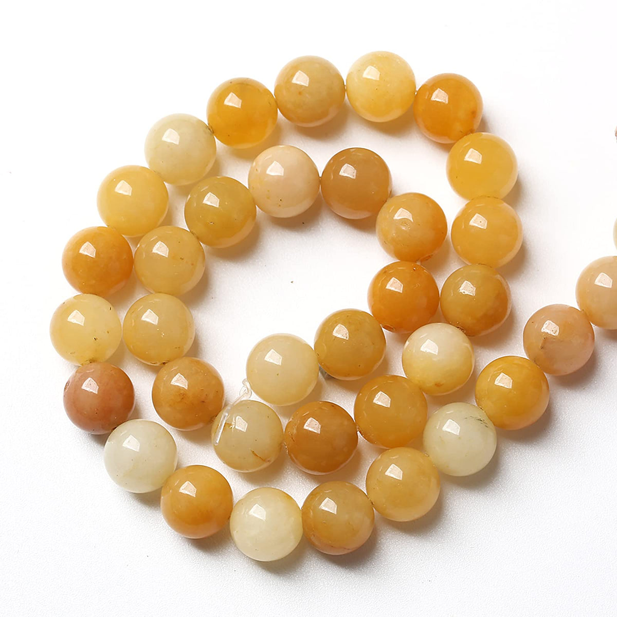 8mm 45pcs Natural Yellow Aventurine Jade Beads Round Loose Beads Energy Crystal Healing Power Gemstone for Jewelry Making DIY Bracelet 15 Inch