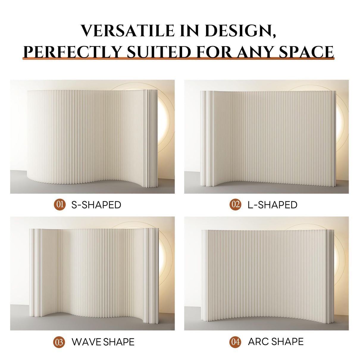 Paper Room Divider, Folding Privacy Screen Lightweight Stretchable Accordion Room Divider Wall, Portable Paper Wall Divide for Home, Office, Clothing Shop (White, L：118in x W: 17in x H：71in)