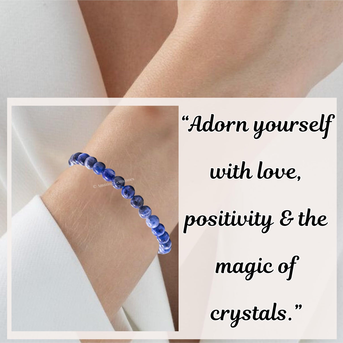 Amazing Gemstone Sodalite Bracelet for Women Men's Gifts - Protection Healing Crystal Bracelet - 6mm Gemstone Beaded Adjustable Bracelet