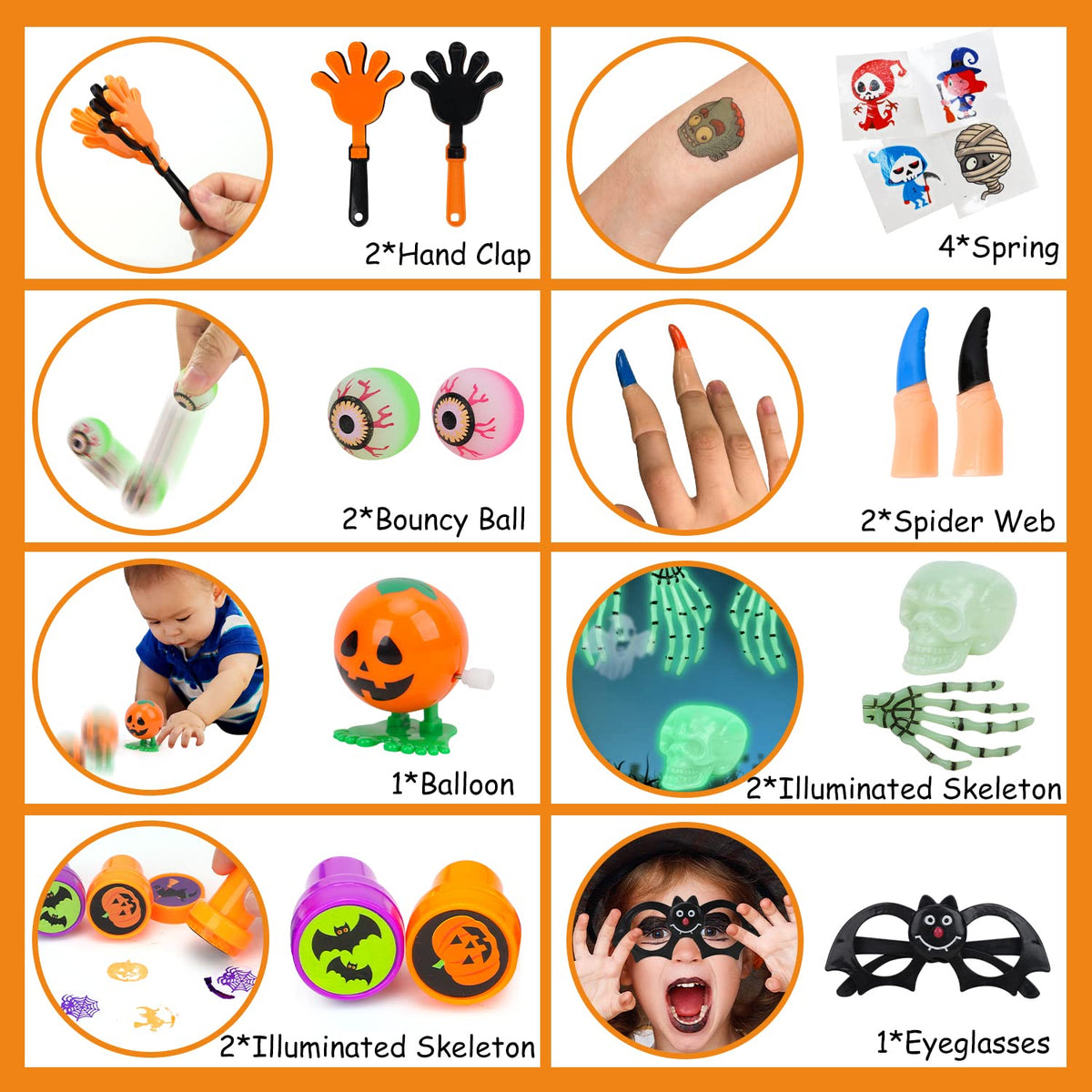 TOY Life Halloween Party Favors for Kids Halloween Toys in Bulk Halloween Prizes for Kids Halloween Pumpkin Buckets Goodie Bags Stuffers Fillers Non Candy Treat for Kid