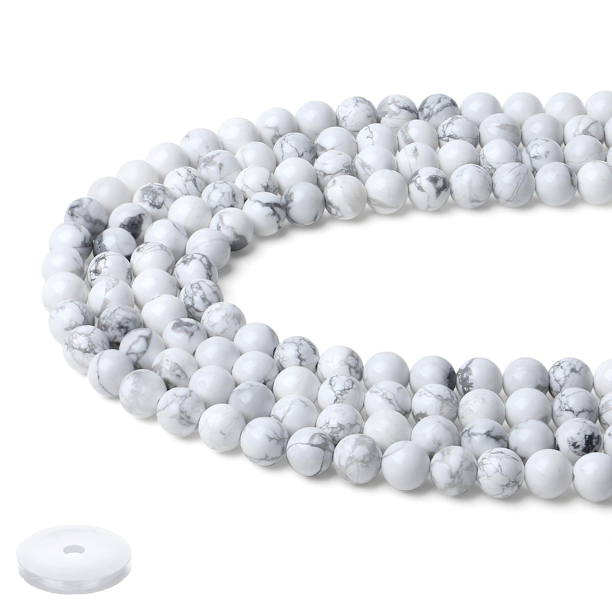 NUKAYAI Natural White Howlite Beads 100Pcs 8mm Crystal Beads Loose DIY Round Stone Bead for Bracelet Necklace Earrings Making