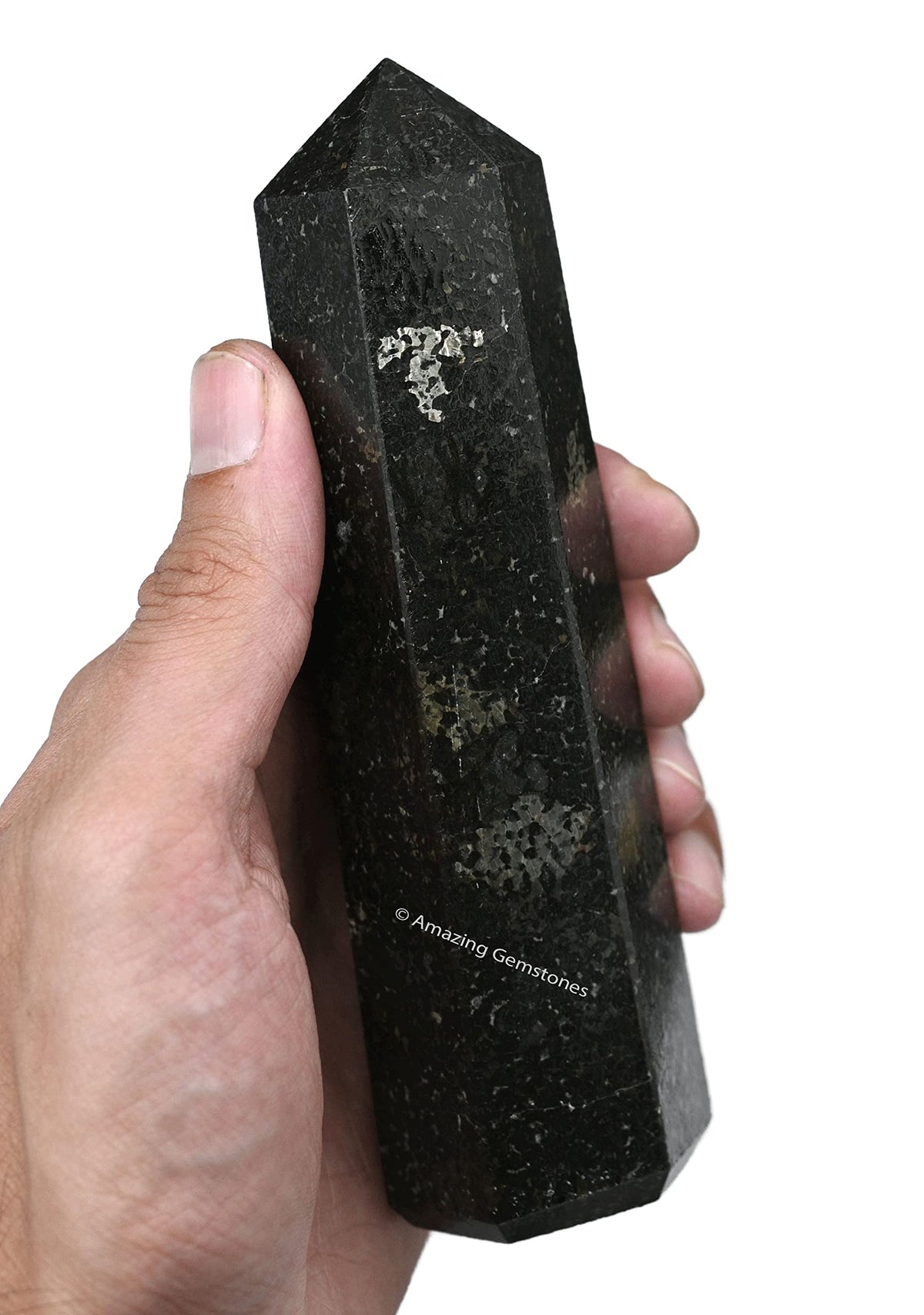 Amazing Gemstone Large Nuummite Crystal Towers ~ Natural Healing Crystal Point Obelisk for Reiki Healing and Crystal Grid (5.5 to 6 INCH)