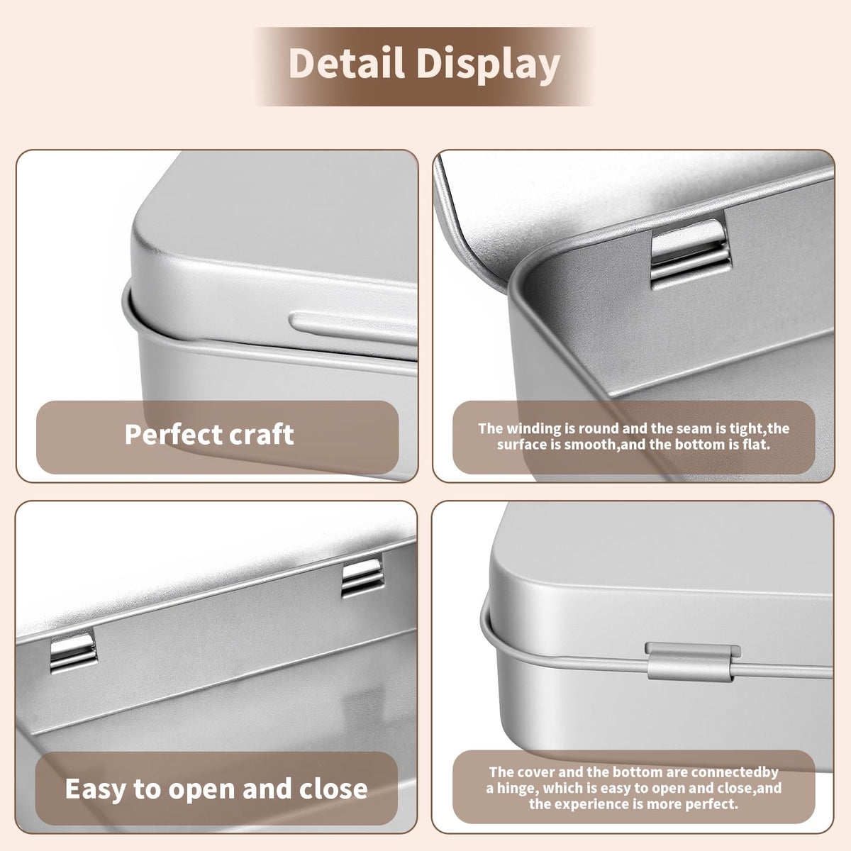 Goodma 12 Pack Empty Rectangular Silver Metal Tins Storage Organizer Gift Boxes with Hello Summer Themed Image Pattern on the Lid, 4.5 x 3.3 x 0.9 inch
