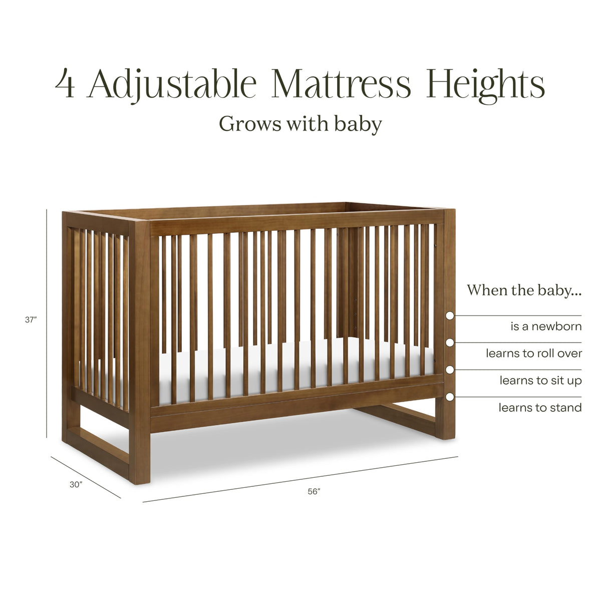 Namesake Nantucket 3-in-1 Convertible Crib with Toddler Bed Conversion Kit in Natural Walnut, Greenguard Gold Certified