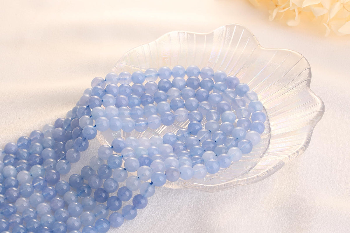 QINJIEJIE 100pcs Aquamarine Beads 8mm Round Loose Blue Crystal Beads for DIY Jewelry Making