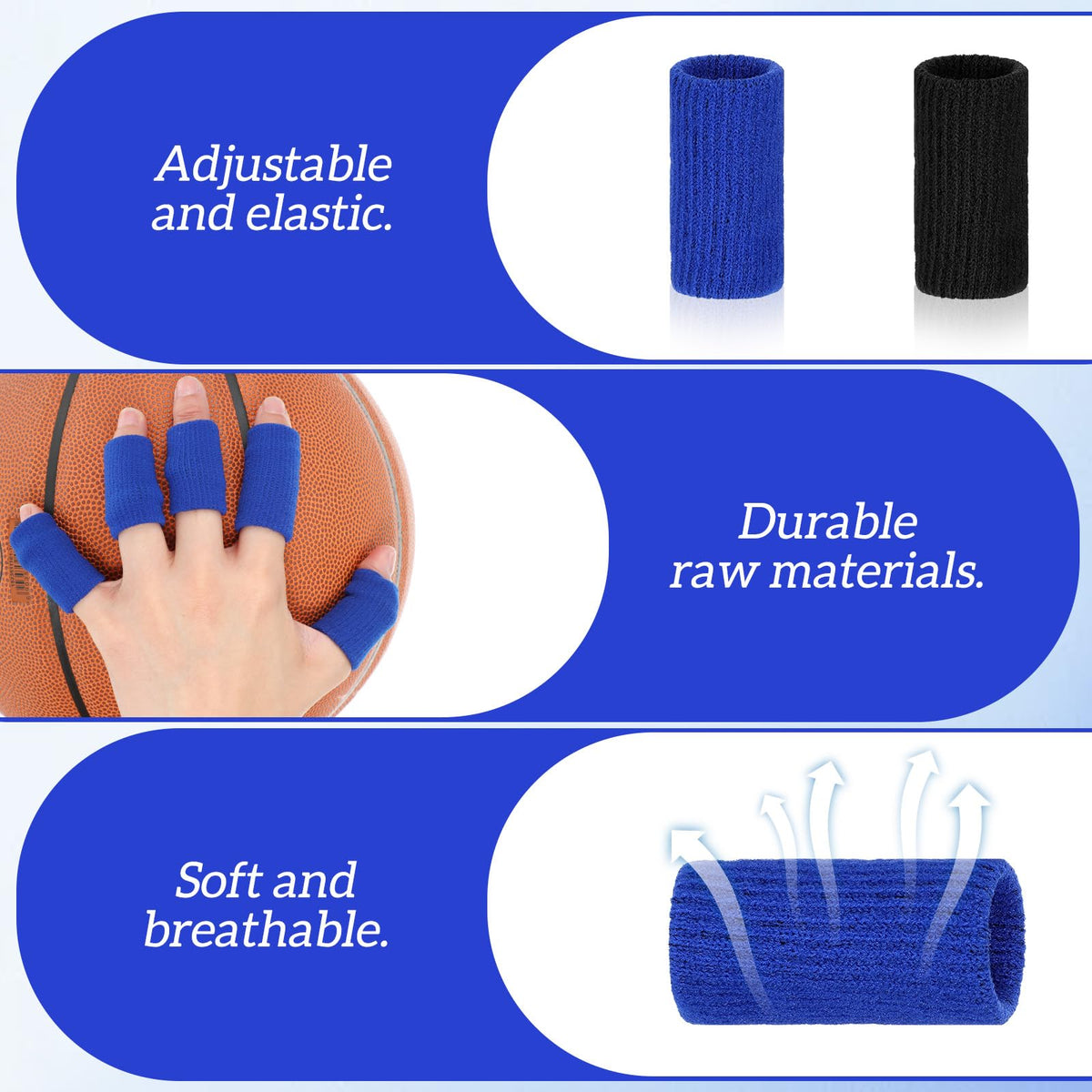 TIESOME 20Pcs Sport Finger Sleeves, Breathable Finger Brace Elastic Fingers Support Sleeves Compression Fingers Sleeve Thumb Splints for Relief Support Protector and Relieving Pain