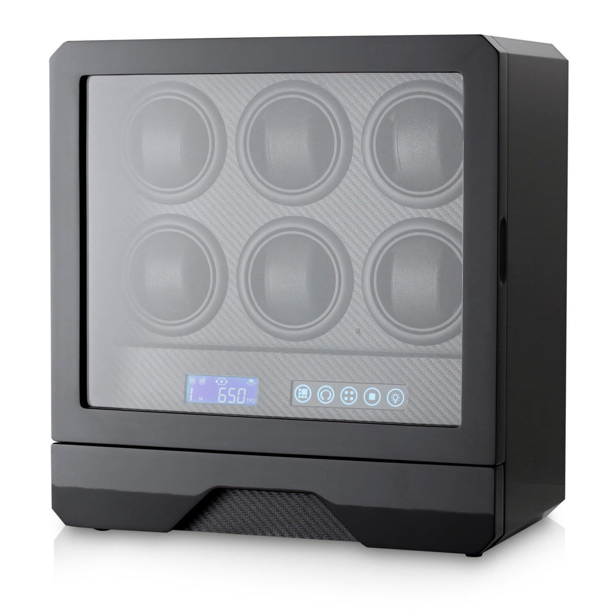 6 Watch Winder with LED Light, LCD Display and Storage Drawer