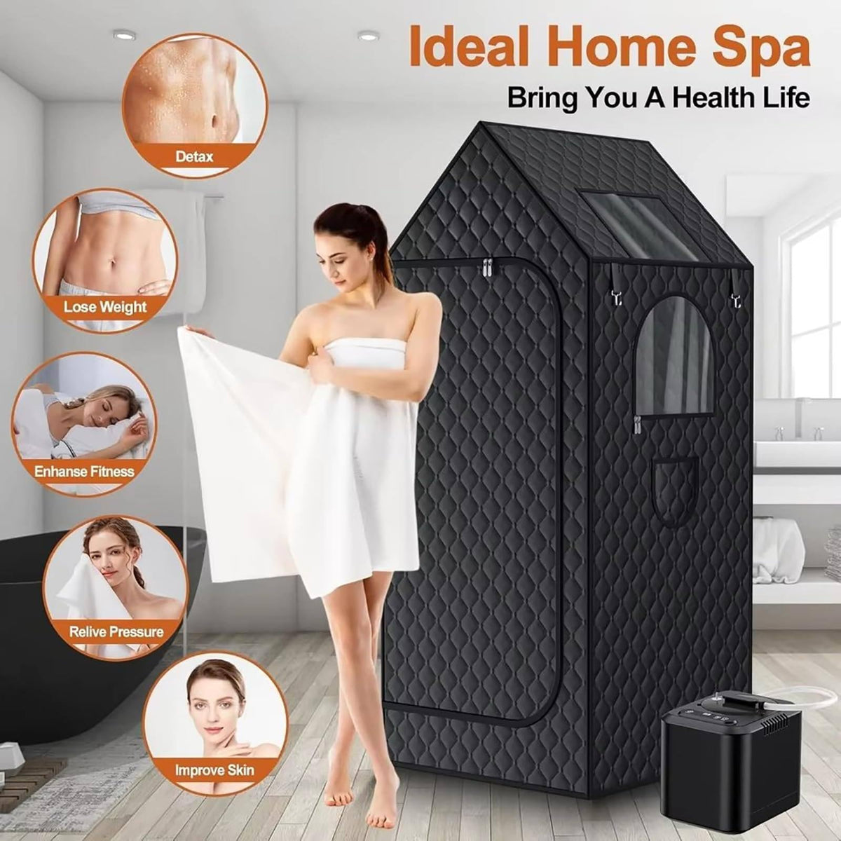1000W Steam Sauna Tent, Portable Sauna for Home with 3L Steamer, Warm Sauna Tent, Folding Sauna Chair, Remote Control in-Home Spa,31.5'' x 31.5'' x 74.8''