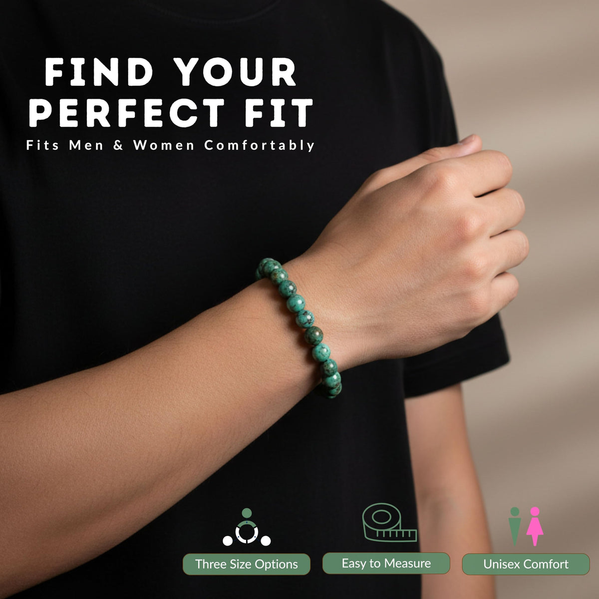Cherry Tree Collection African Turquoise Beaded Bracelet – Genuine 8mm Gemstone Stretch Bracelet for Men & Women – Handmade Crystal Bracelet - (African Turquoise - S)