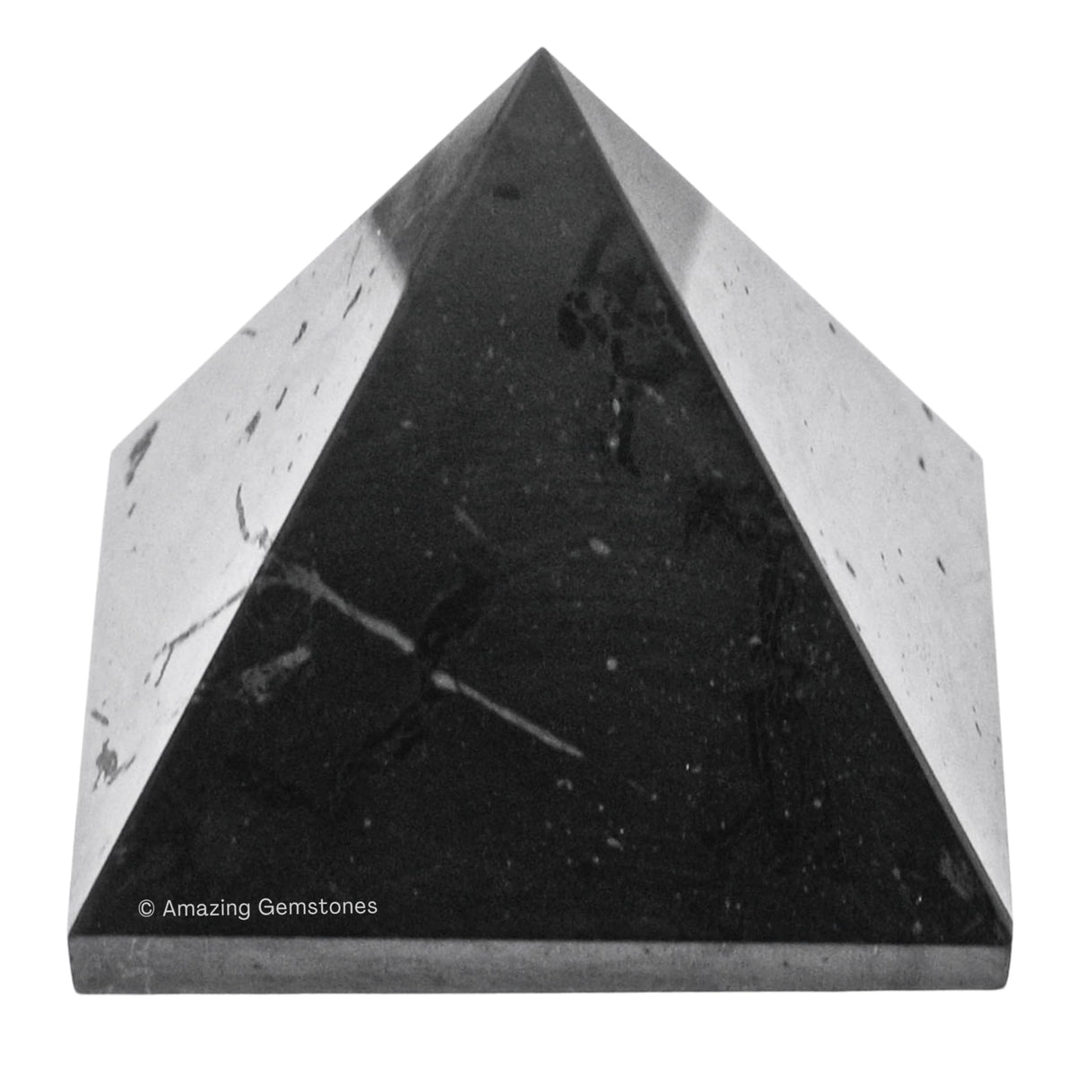 Amazing Gemstone Shungite Pyramid Crystal Healing Stones - 2" Great Pyramid Figurine of Natural Stone Pyramid for Meditation, Reiki, Chakra Balancing and Crystal Pyramids Grid