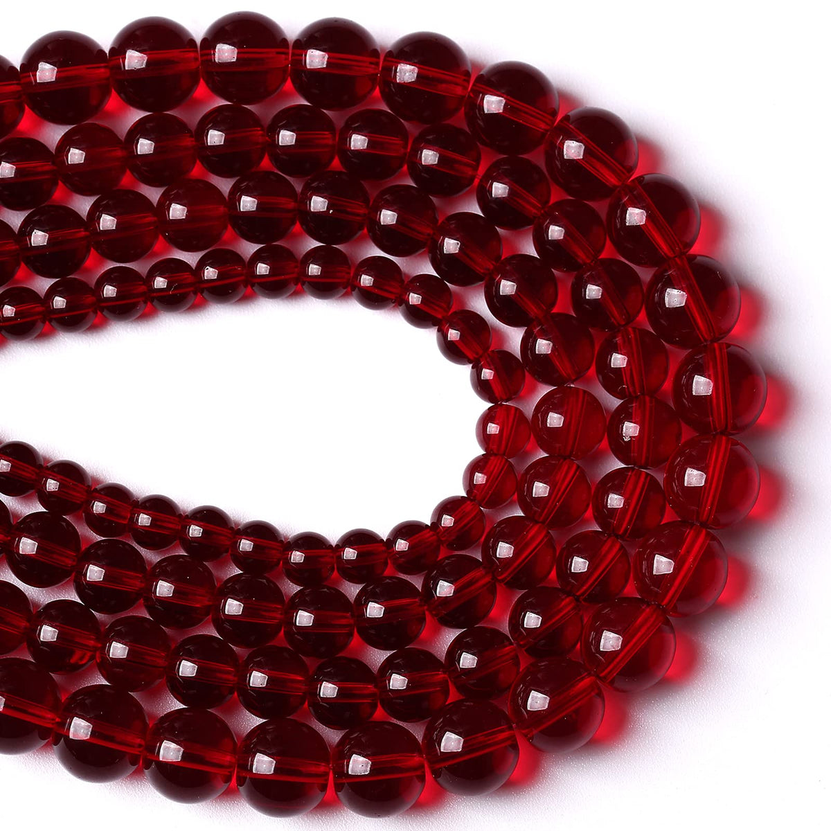 8MM 45PCS Garnet Red Glass Crystal Spacer Loose Beads for Jewelry Making DIY Bracelet 15 Inches 1 Strand