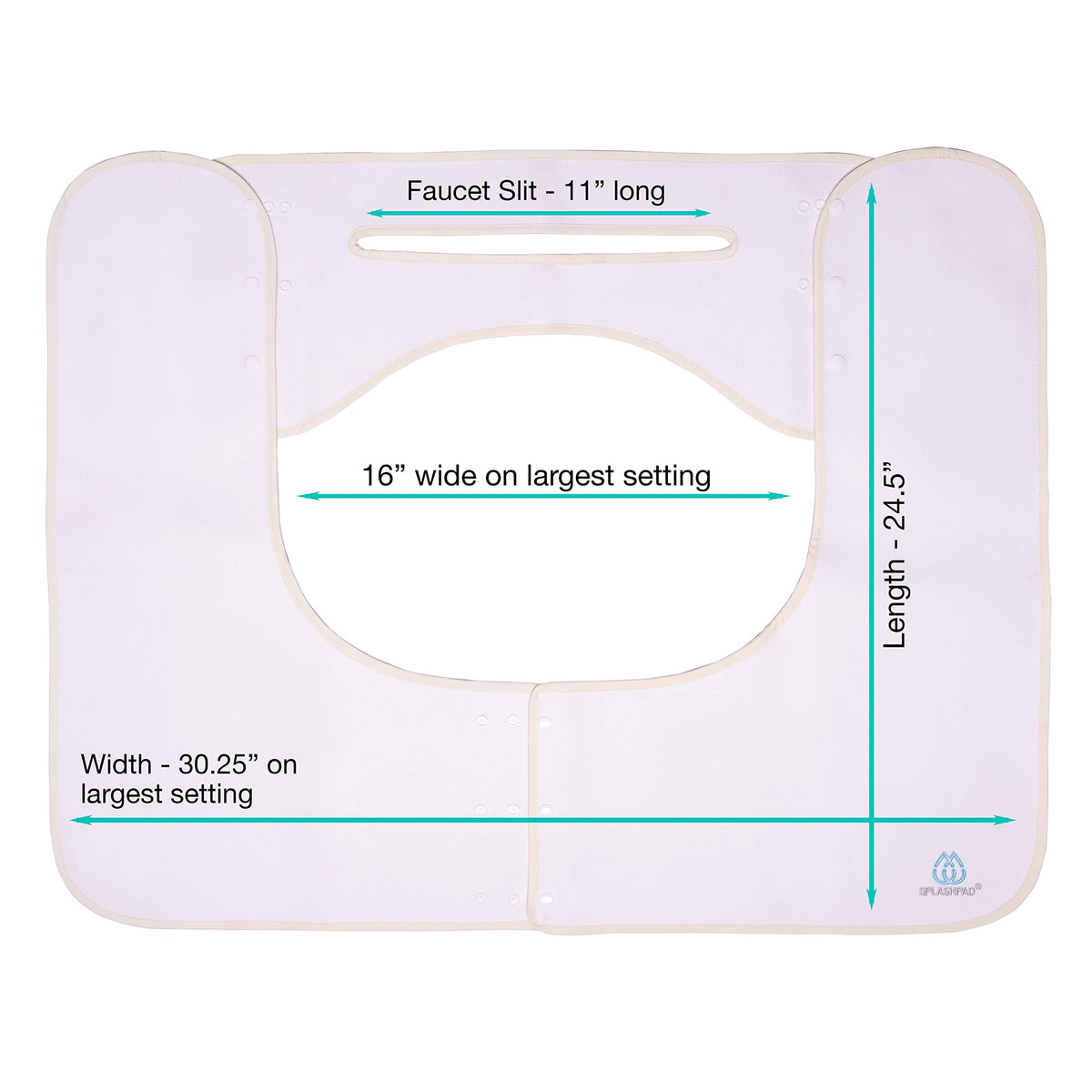 SPLASHPAD Sink Splash Guard - Home Essentials Faucet Mat for Clean and Dry Bathroom Counter - Absorbent Fast Drying Non Slip Protector - Soft Microfiber with Waterproof Rubber Grip - Washable - White