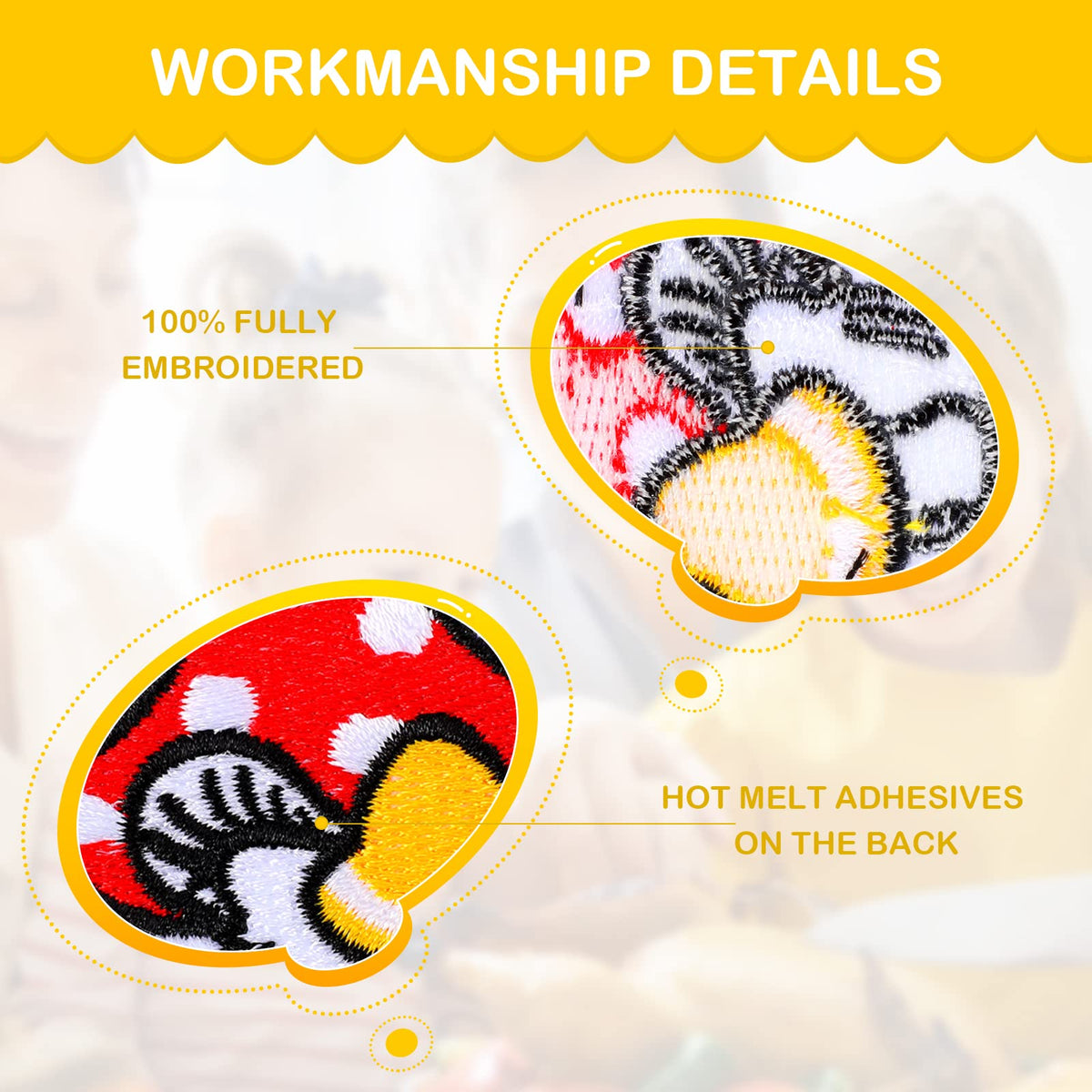 40 Pcs Mushroom Iron on Patches for Clothing 10 Styles Cute Mushroom Embroidered Sew Applique Repair Patches for DIY Jeans Jackets Backpacks Hat Sewing Craft Decoration