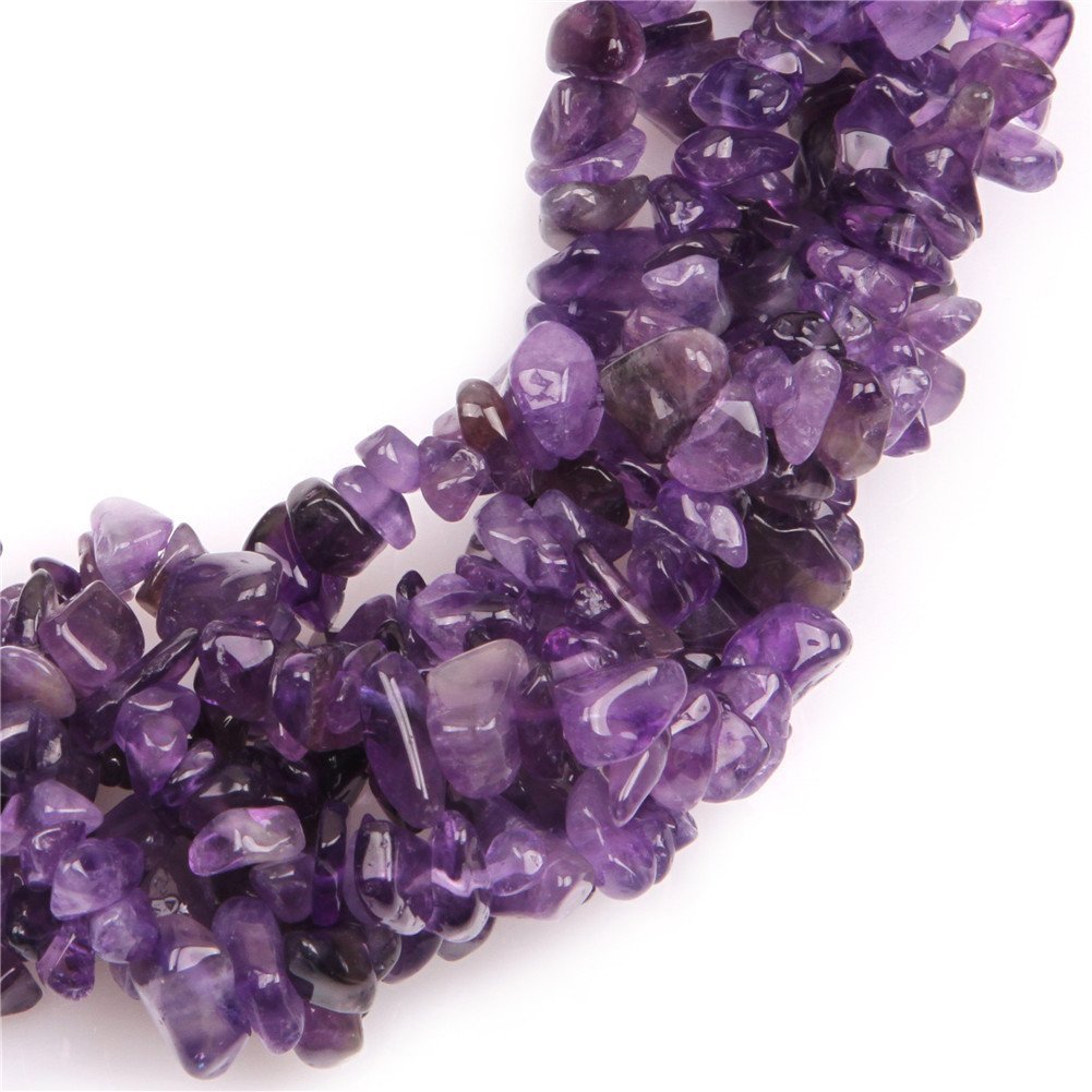 HAAMIIQII 5-8mm Natural Amethyst Chips Beads Crystal Irregular Chip Stones Loose Gemstone Beads for Jewelry Making Strand 30 Inch