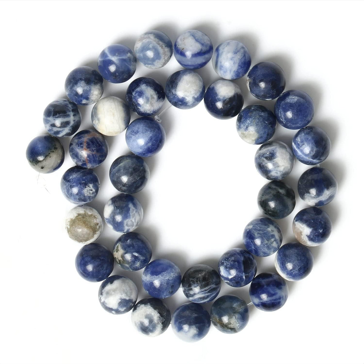 About 60pcs 6mm Natural Stone Beads White Blue Sodalite Beads Energy Crystal Power Gemstone for Jewelry Making, DIY Bracelet Necklace