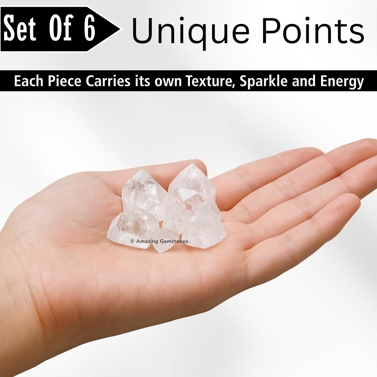 Amazing Gemstone Apophyllite Crystals and Healing Stones Mineral Specimen Set of 6 - Premium Semi Precious Gem Stones - Healing Crystals Geodes Clusters for Meditation, Chakra Balance (S)