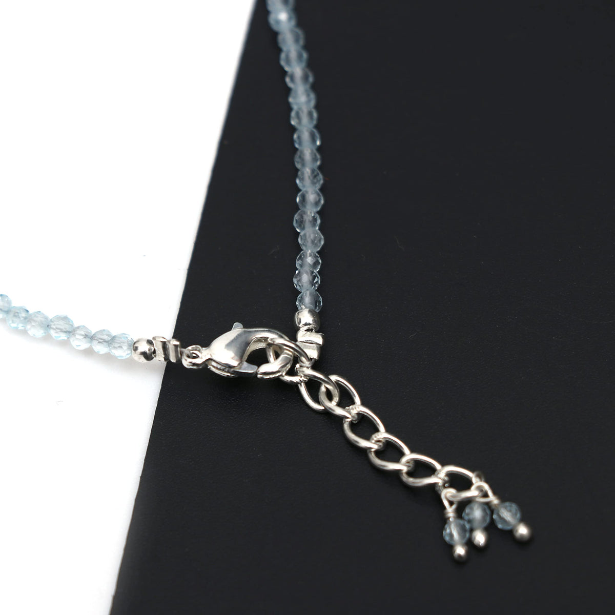Gempires Handmade Sky Blue Topaz Gemstone Beaded Bracelet for Women | 2.4–2.5 mm Faceted Natural Stone | Adjustable 7+1 Inch Silver Plated Chain | Dainty Minimalist Stacking Jewelry | December Birthstone Gift