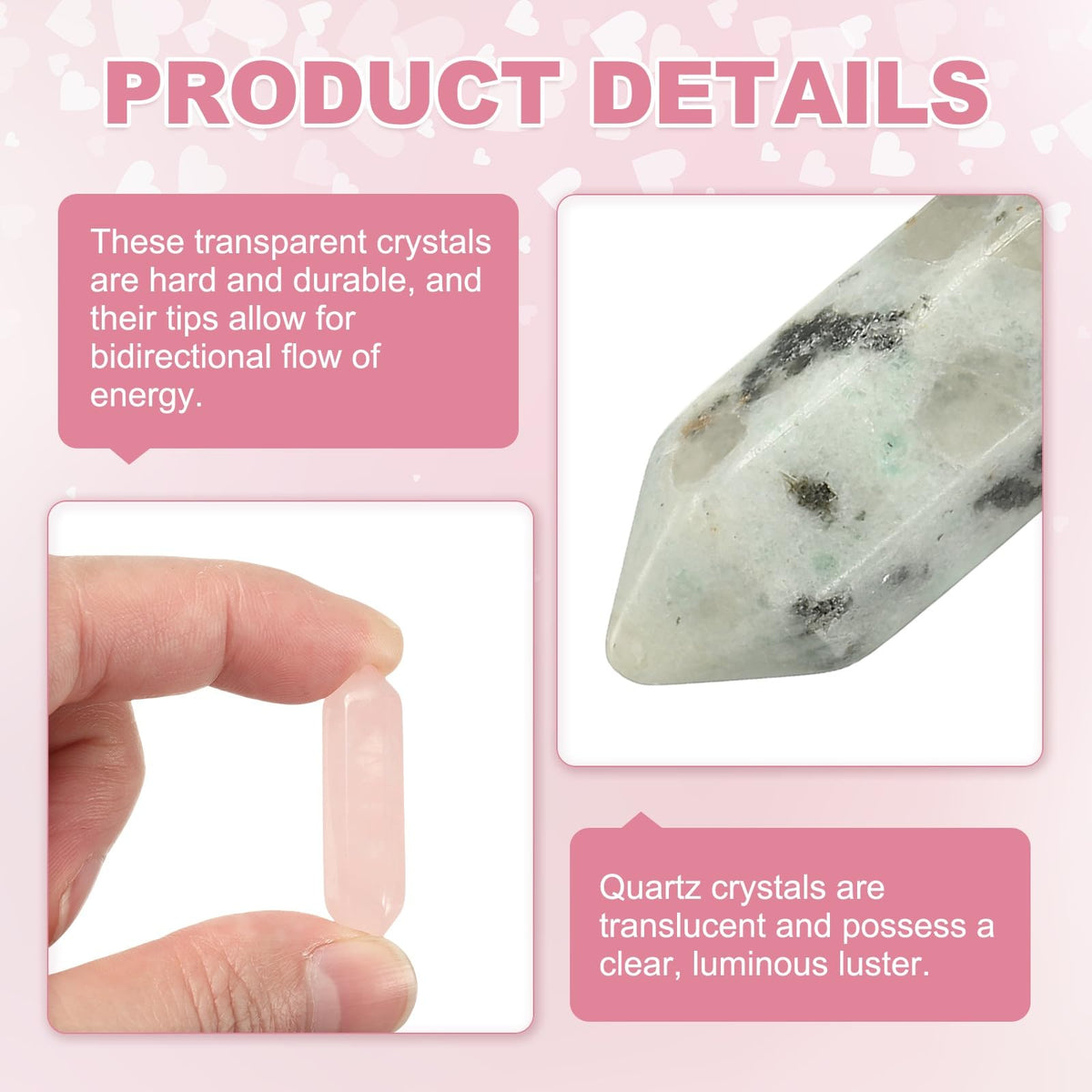 MECCANIXITY 10 Pack White Gold Quartz Crystals, Polished Crystals Bulk Hexagonal Shaped Meditation Gemstone for Jewelry Making Energy Balance Accessories Gifts