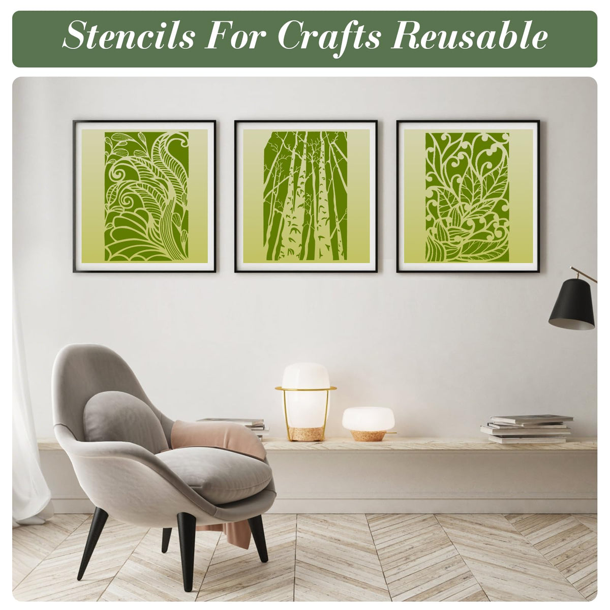 Texture Stencils for Crafts Reusable DIY Furniture Decor Art Painting Stencil 12Pcs Kit for Wood Embroidery Wall Silk Screen Journaling(11.8X7.8 Inch)