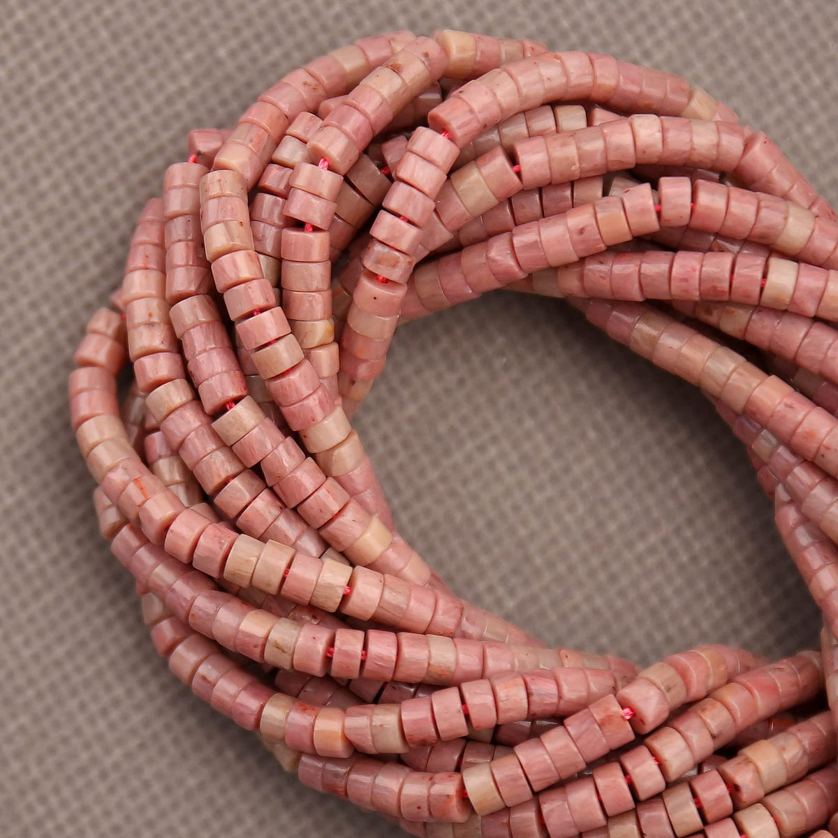 BONNY BOXX 150PCs Natural Rhodochrosite Spacer Beads, Loose Semi Precious Flat Round Gemstone Heishi Disc Stone Beads for Beading Jewelry Making 4mm*2mm