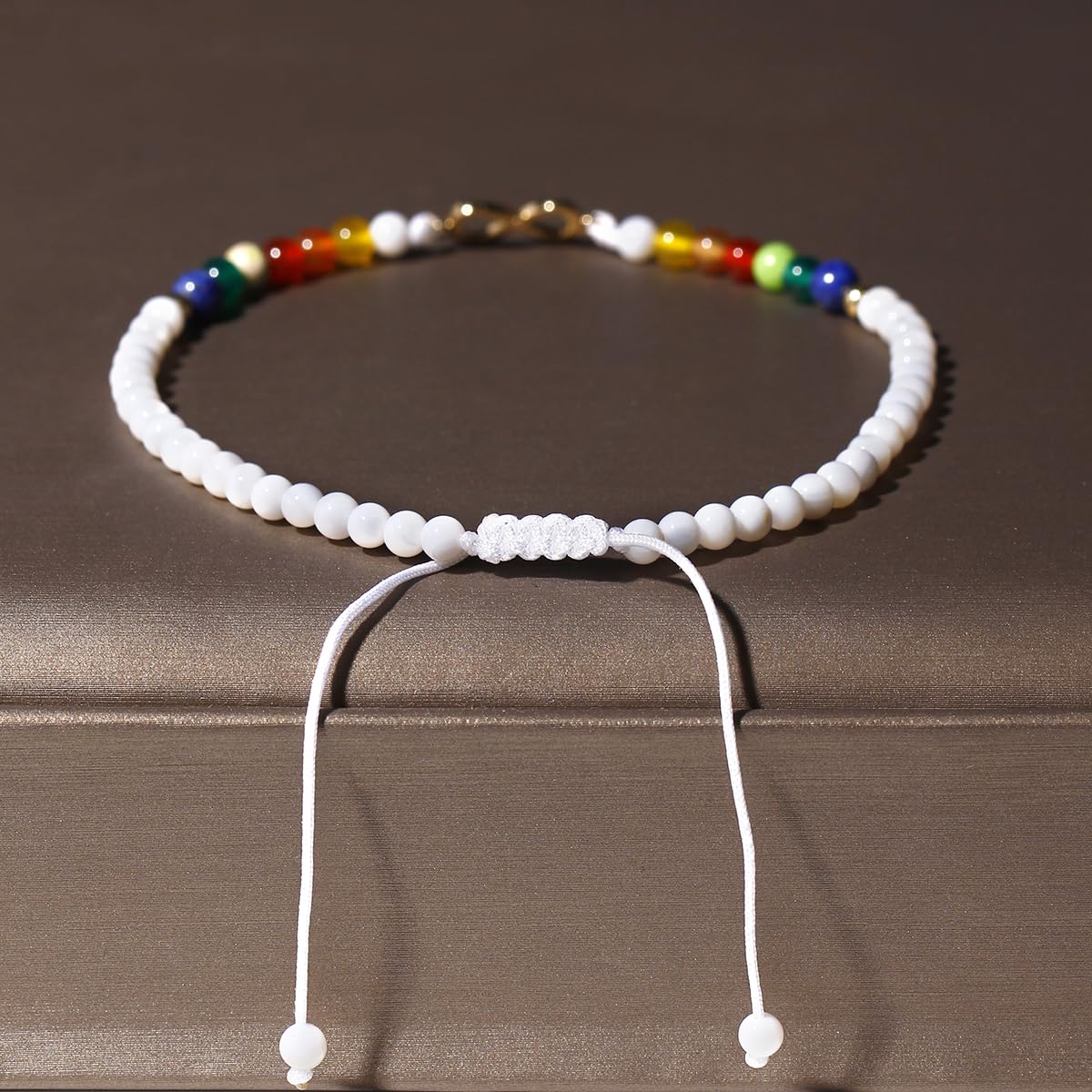 Jewever 7 Chakra/Shell Beaded Anklet Adjustable Handmade Natural Healing Crystals Infinity Charm Ankle Bracelets for Women Gemstones Summer Beach Anxiety Yoga Jewelry