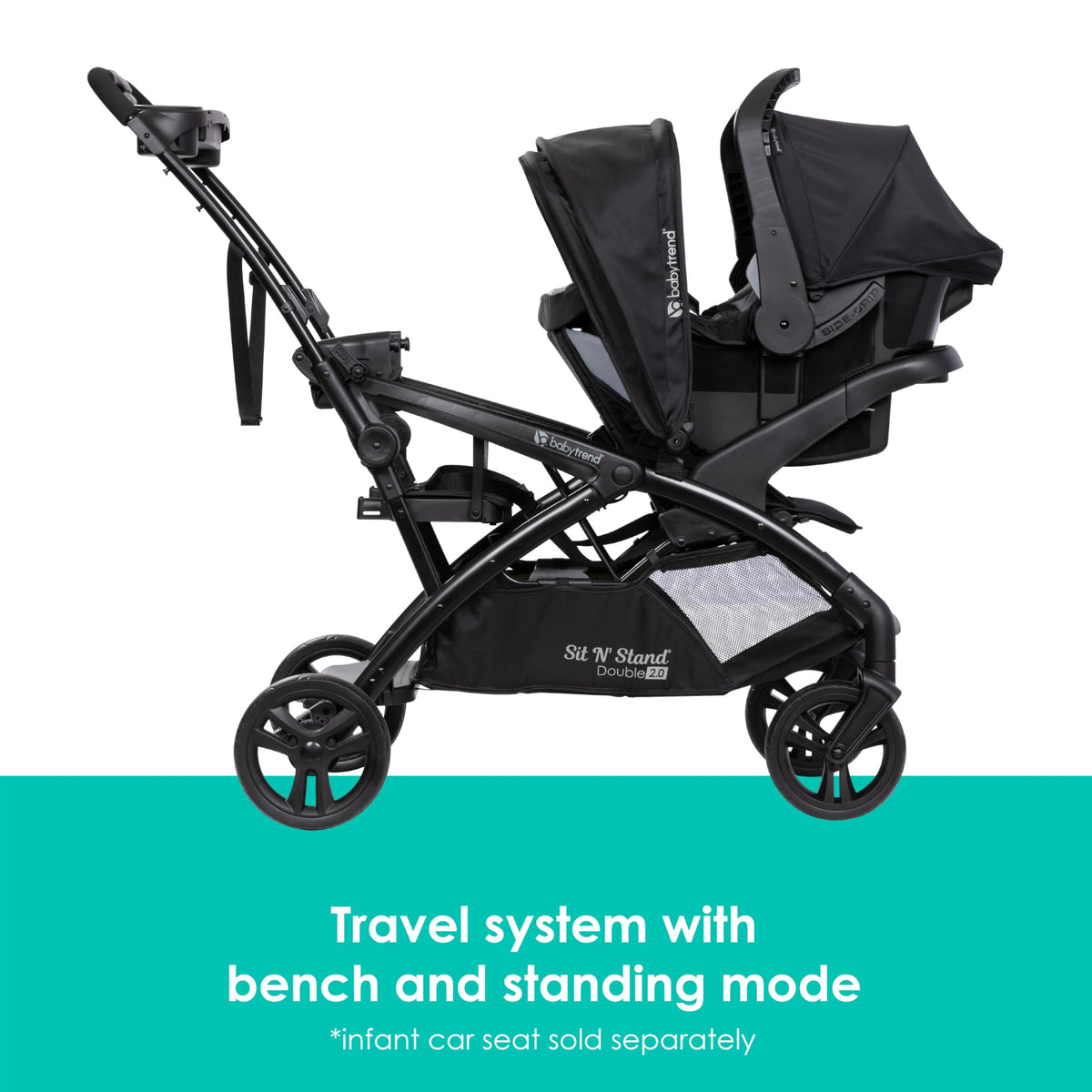 Baby Trend Sit N' Stand® Double 2.0 Stroller, Dash Black