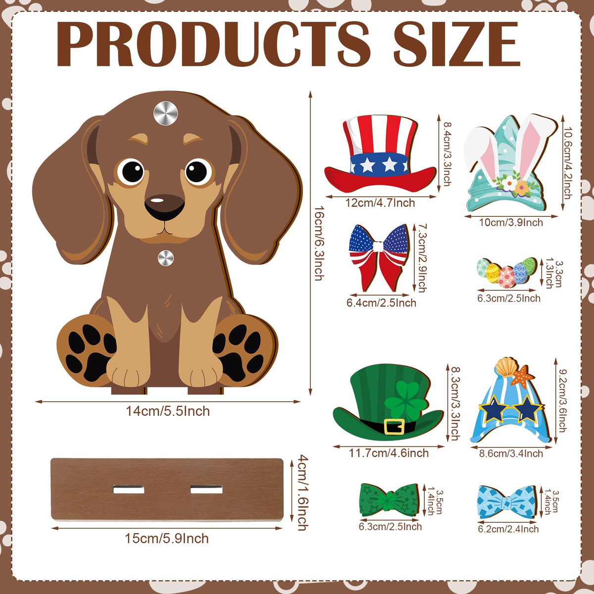 Anglechic 42 Pcs Small Interchangeable Dog Sign Holiday Summer Decor Seasonal Table Centerpiece Farmhouse Rustic Magnetic Desk Accessories Wooden Home Office Room Welcome Tiered Tray Decoration Gifts