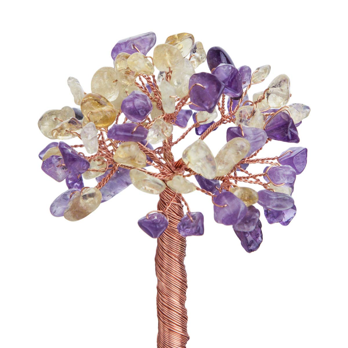 mookaitedecor Amethyst & Citrine Healing Crystal Tree of Life Tumbled Stones & Natural Geode Cluster Crystals Base Bonsai Money Tree for Wealth and Luck 3.5"-4.5"