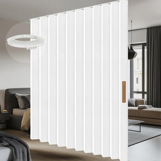 100% Blackout Room Divider Curtains Screen Partitions, Blackout Sound Reducing Divider Room Panel for Doorway Glass Window Sliding Door Patio(White, W100 x L84, 1 Pack)