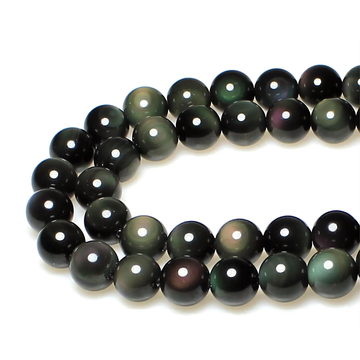 MJDCB Rare Collection Natural Stone Beads Rainbow Obsidian Round Loose Beads for Jewelry Making DIY Bracelet Necklace (8mm)