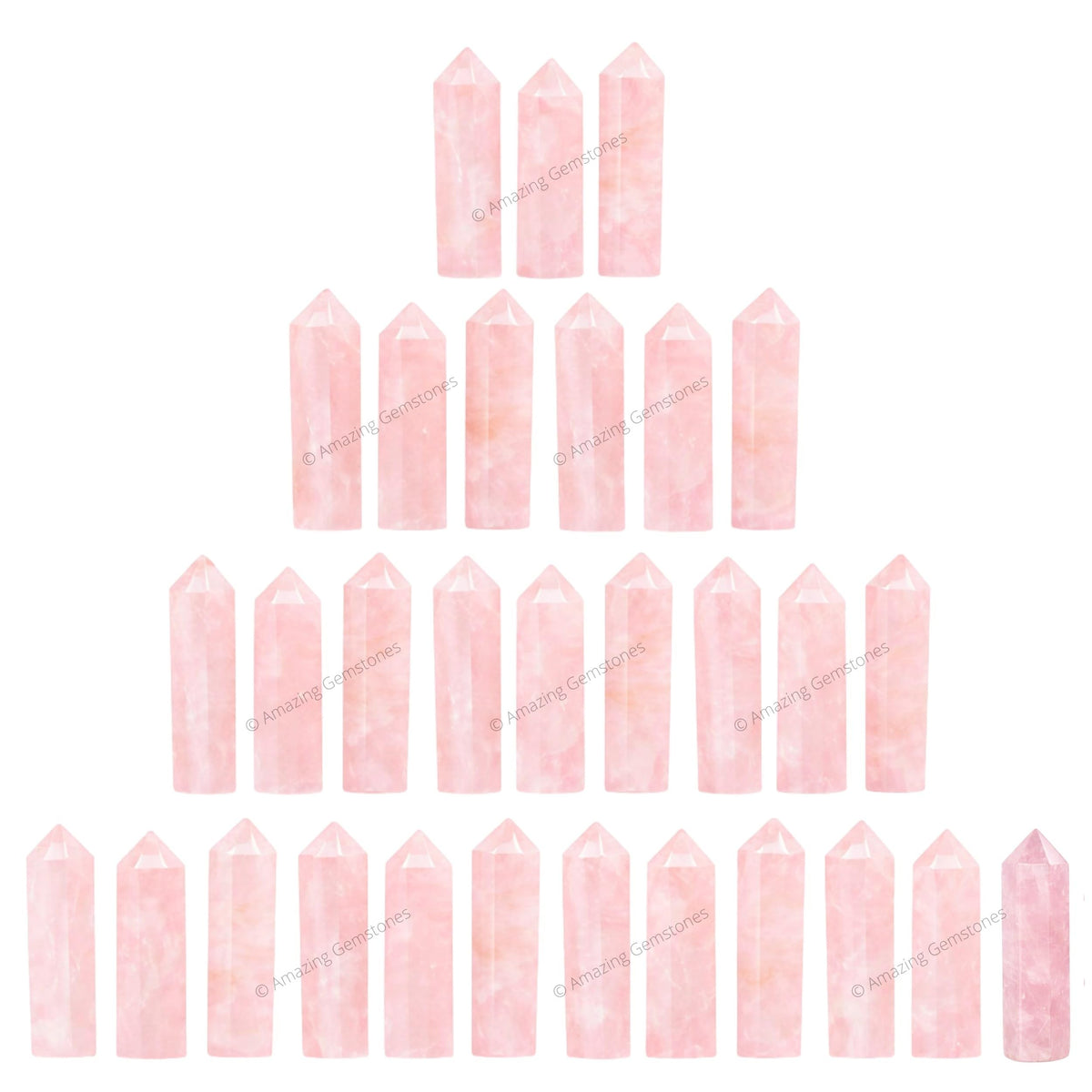Amazing Gemstone Rose Quartz Crystal Points Bulk Healing Crystals - Pack of 3 Single Terminated Healing Wand Point Bulk Crystals for Crafts, Crystal Grid, DIY Work - Premium Crystals - Beginners Gift