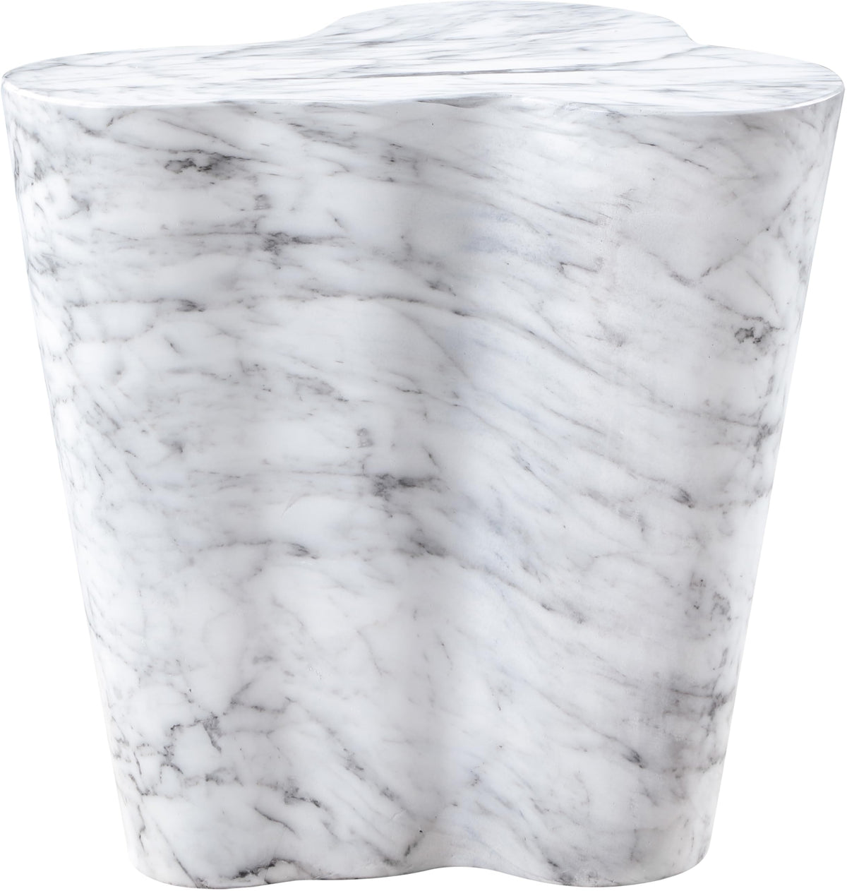 Meridian Furniture 99033White-ET Monza Collection Art Deco Marble Finish Indoor/Outdoor Concrete End Table, 21" W x 18.5" D x 22" H, White