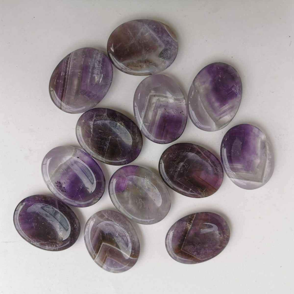Loveliome Sodalite and Amethyst Thumb Worry Stone, Stress Relax Healing Reiki Crystal Pocket Palm Stones,Pack of 2