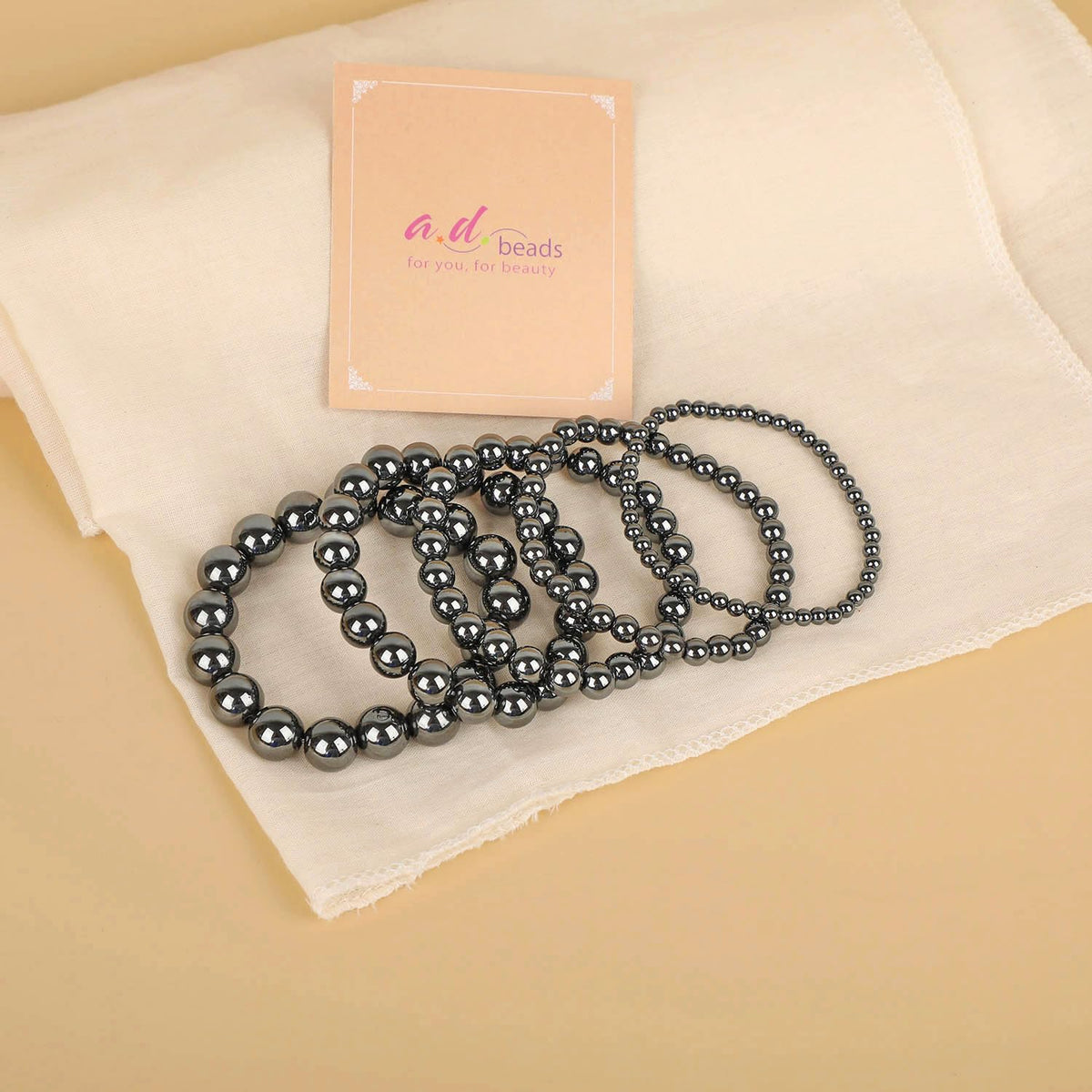 AD Beads Handmade Gemstone Stretch Elastic Bracelet Crystal Healing Reiki Nature's Beauty and Spiritual Essence Unisex (4mm, Hematite (Healing and Health))