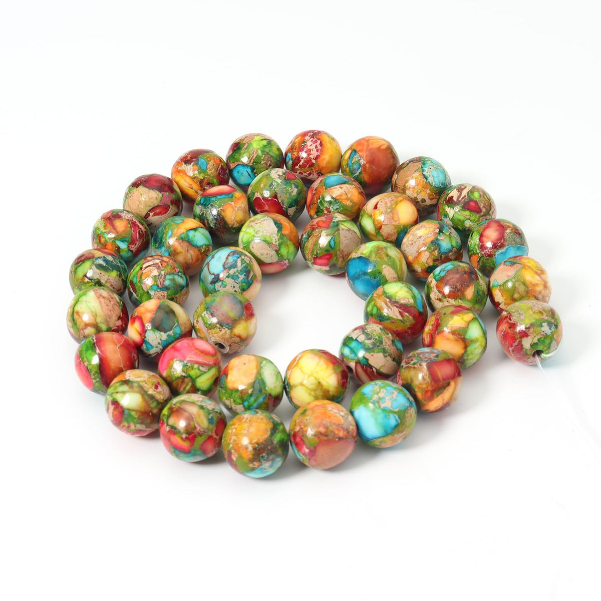 Siomia 60pcs 6mm Natural Mixed Green Imperial Jasper Gemstone Beads Energy Healing Crystal Round Loose Stone Beads for Jewelry Making, DIY Bracelets Necklaces