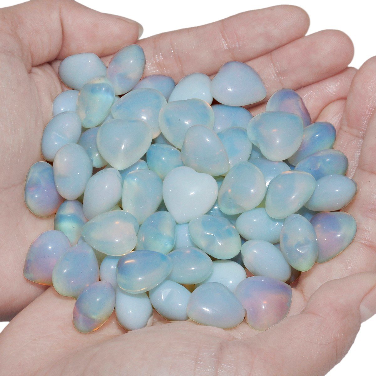 rockcloud Healing Crystal 0.5 inch Opalite Carved Worry Stone Chakra Reiki Balancing(Pack of 10)