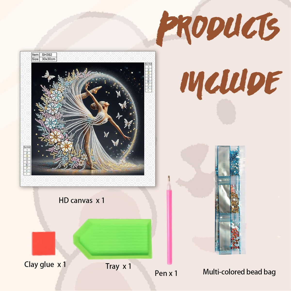 TDFERAN 30X30 Diamond Paintings Ballerina Dancer Dream Ballet Girl Diamond Art Kits Diamond Painting for Home D閏or Items Flowers Under Skirt Full Drill Ballet Dancer Diamond Art Gift for Adult