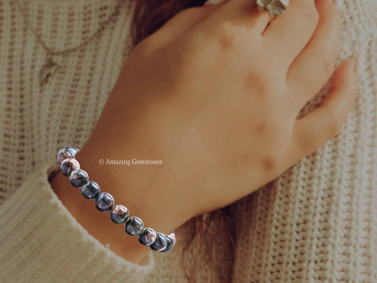 Amazing Gemstone Crystal Bracelet for Women Men's Gifts - Protection Healing Crystal Bracelet - 8mm Gemstone Beaded Stretchable Bracelet Pulseras Para Hombres Mujer Stocking Stuffers Mothers Day Gift (Que Sera Llanite)