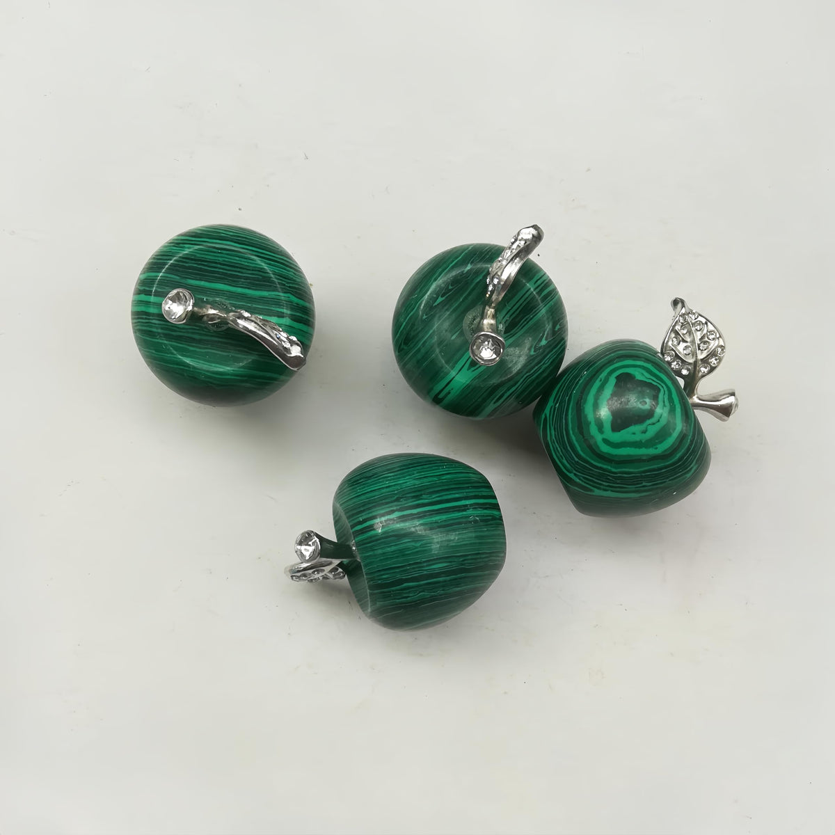 Sunshcat Synthetic Malachite 1.18 Inchs Apple Crystal and Healing Stone Statues,Room Decoration Christmas Decorations Thanksgiving Gifts Office Gifts Collectibles