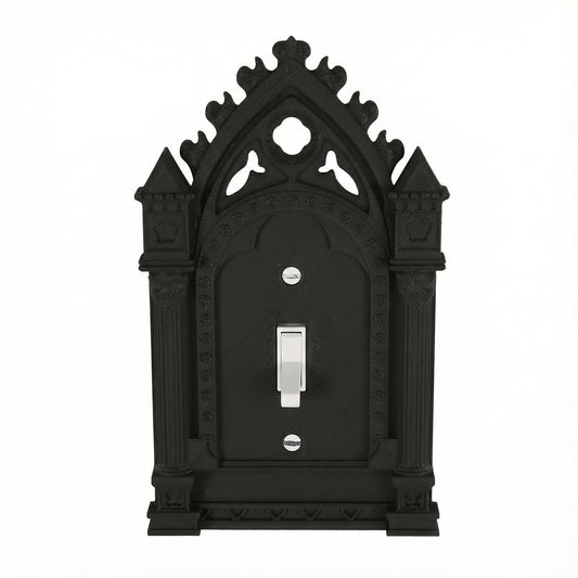 Gothic Arch Light Switch Plate Cover, Decorative Black Wall Plate for Standard Toggle Switch, Vintage Cathedral Style Home Decor, Easy Install