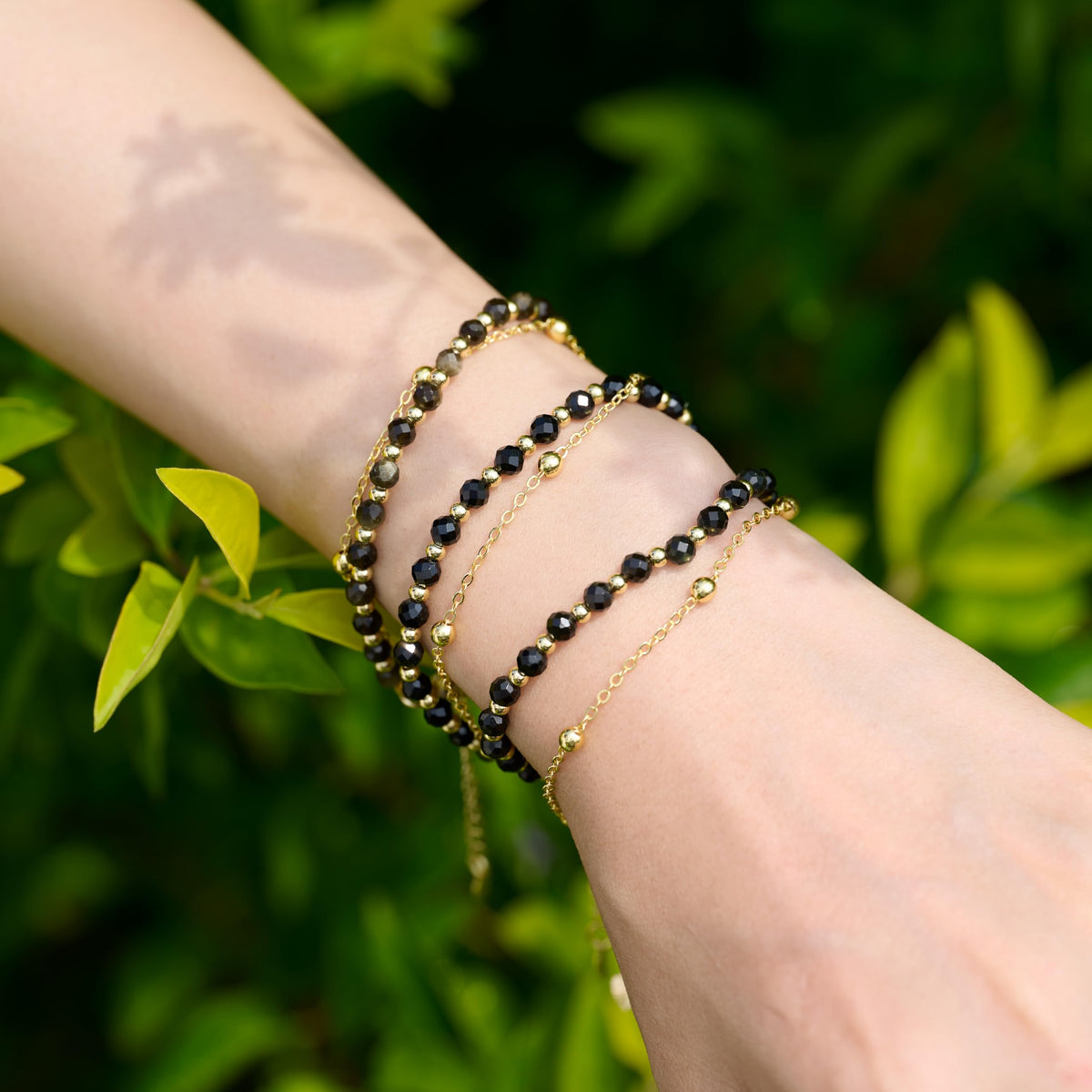 Farfume Golden Obsidian Crystal Bracelet Beaded Bracelets for Women 4mm Natural Stone Beads Gemstone Handmade Jewelry Valentine's Day Gifts