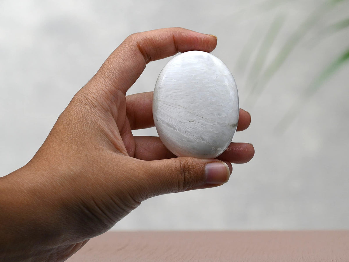Amazing Gemstone Scolecite Crystals and Healing Stones - Extra Large Palm Stone Crystals Piedra - Crystal for Good Luck, Positive Energy, Meditation - Unique Stocking Stuffers Gifts for Women, Men