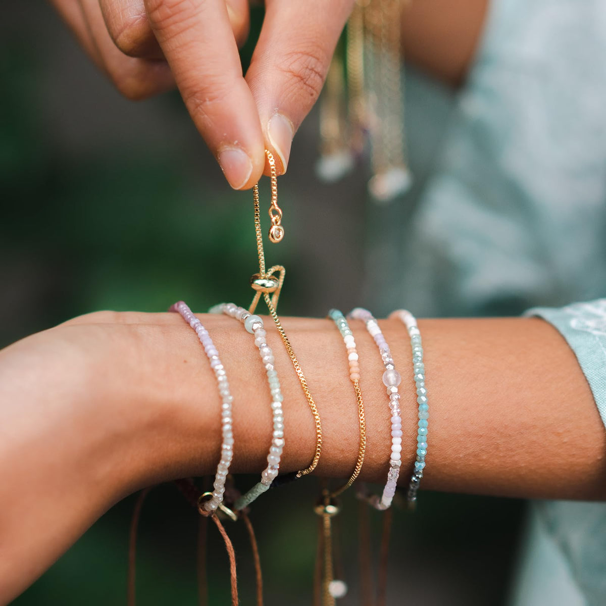 Lotus and Luna Dainty Goddess Bracelet Handmade Bracelet Adjustable Size (Create Your Own Sunshine)