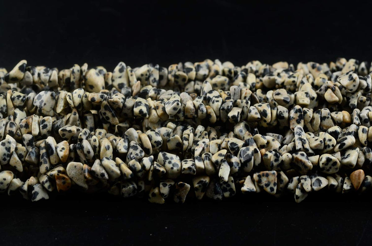 Natural Chip Stone Beads Dalmation Spot 5-8mm About 400 pieces Irregular Gemstones Healing Crystal Loose Rocks Bead Hole Drilled DIY for Bracelet Jewelry Making Crafting (5-8mm, Dalmation Spot Jasper)
