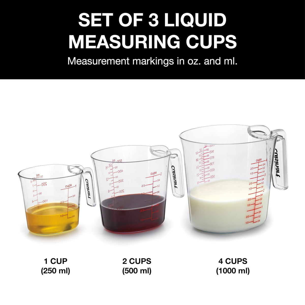 Cuisinart Nesting Liquid Measuring Cups, Clear, 3-Piece, CTG-00-3MC