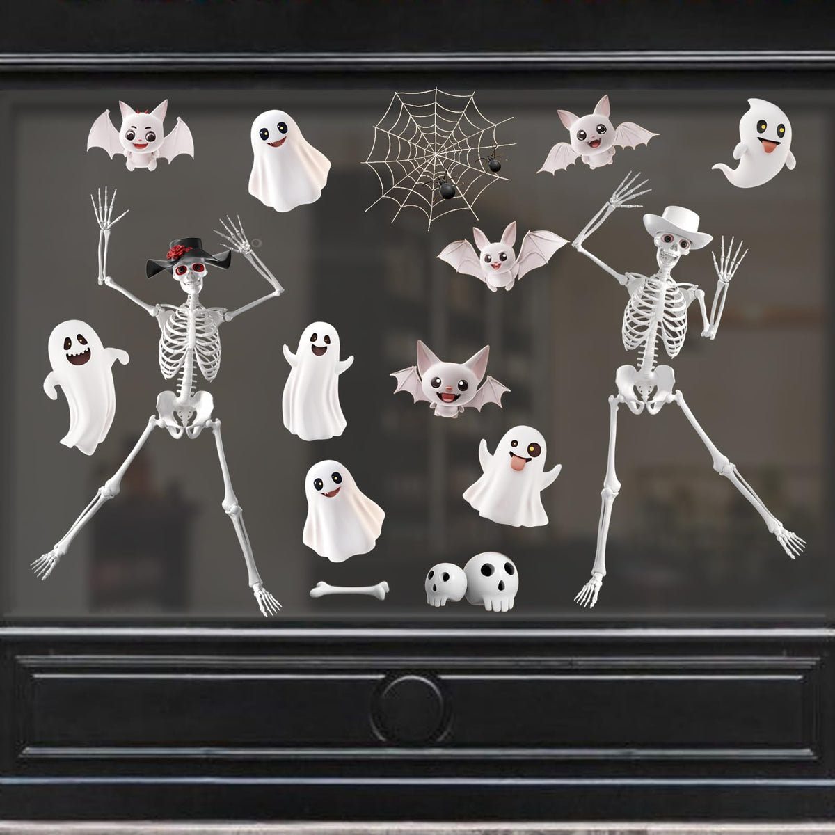 Extra Large Halloween Window Clings Decorations for Glass Window, Halloween Giant Skeleton Window Stickers for Indoor Bathroom Glass Door Decor Home Office Haunted House Party Supplies